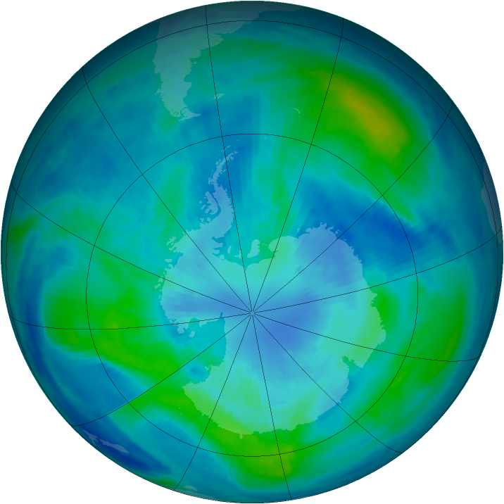 Antarctic ozone map for 29 March 1999